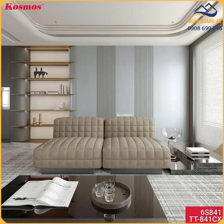  Lam Sóng Sợi Than Tre Kosmos 6S841 Vân Vải Xám Ánh Kim