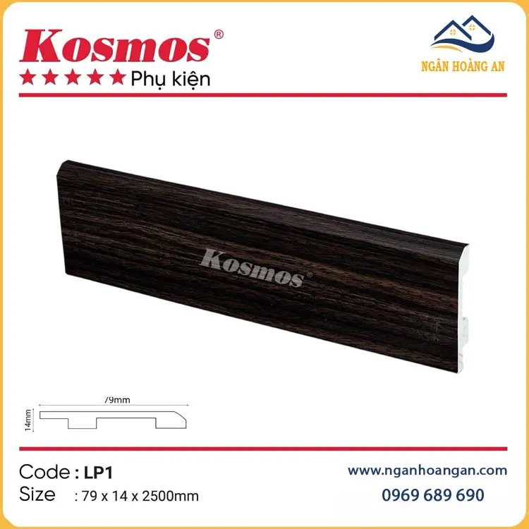 Len Chân Tường Nhựa PVC Giả Gỗ Kosmos LT75