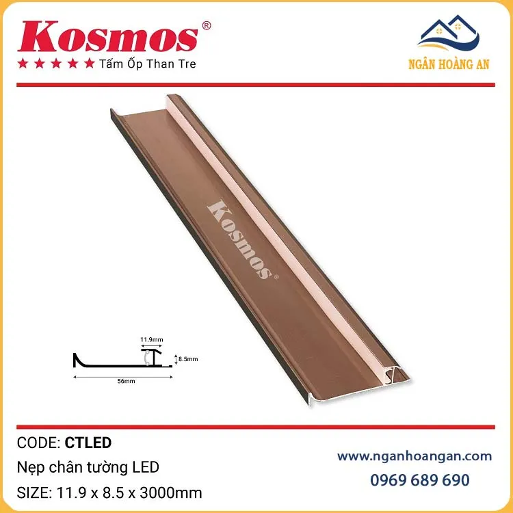 Phụ Kiện Nẹp Nhôm Tấm Ốp Than Tre Kosmos Màu Sâm Panh 8mm