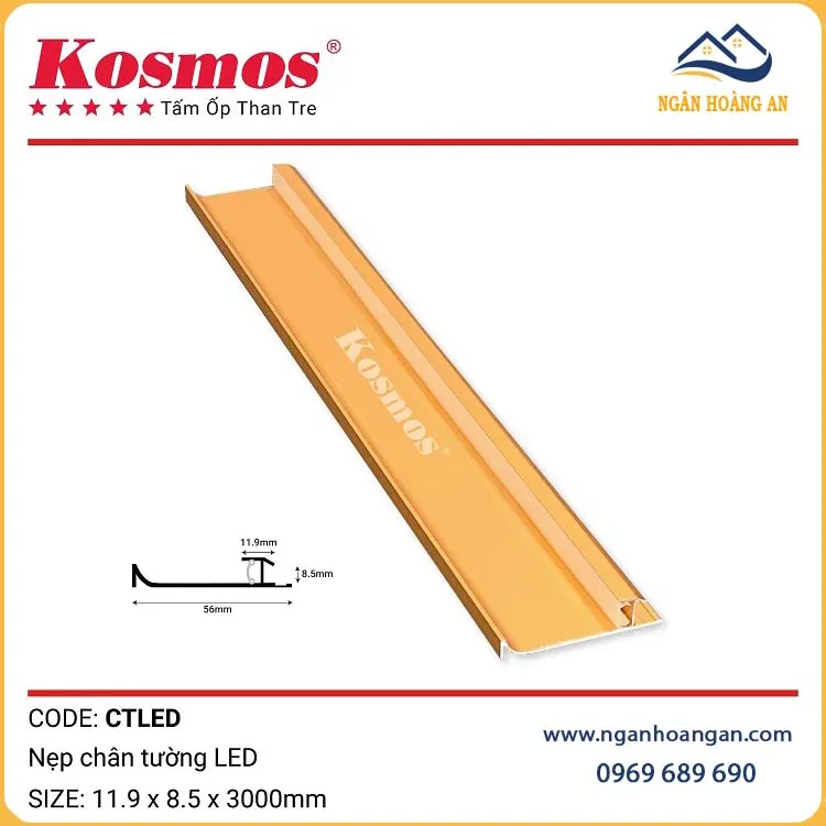 Phụ Kiện Nẹp Nhôm Tấm Ốp Than Tre Kosmos Màu Vàng 8mm