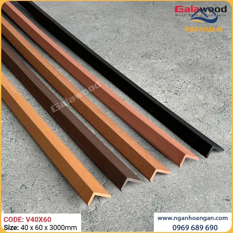Nẹp Góc V Gỗ Nhựa Ngoài Trời Galawood V40X60 Black