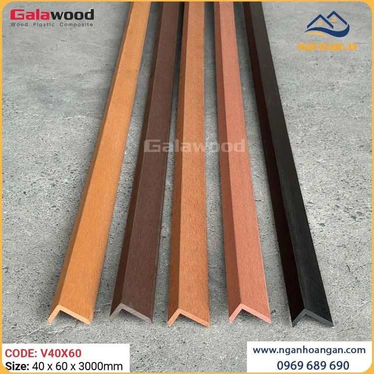 Nẹp Góc V Gỗ Nhựa Ngoài Trời Galawood V40X60 Black