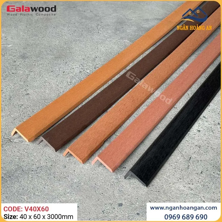 Nẹp Góc V Gỗ Nhựa Ngoài Trời Galawood V40X60 Black