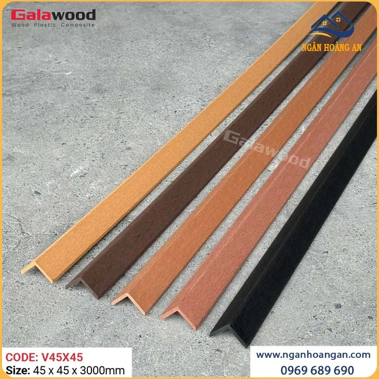 Nẹp Góc V Gỗ Nhựa Ngoài Trời Galawood V45X45 Black