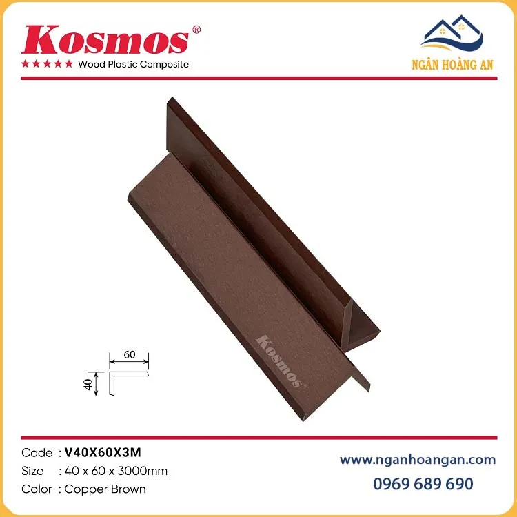 Nẹp Góc V Gỗ Nhựa Ngoài Trời Kosmos V40X60X3M