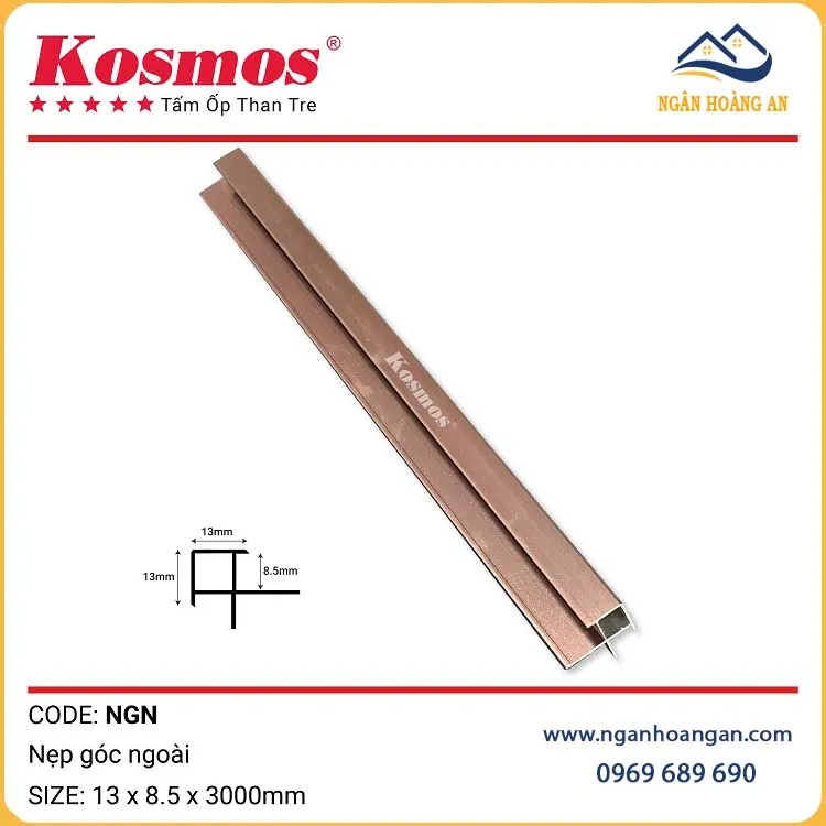 Phụ Kiện Nẹp Nhôm Tấm Ốp Than Tre Kosmos Màu Sâm Panh 8mm