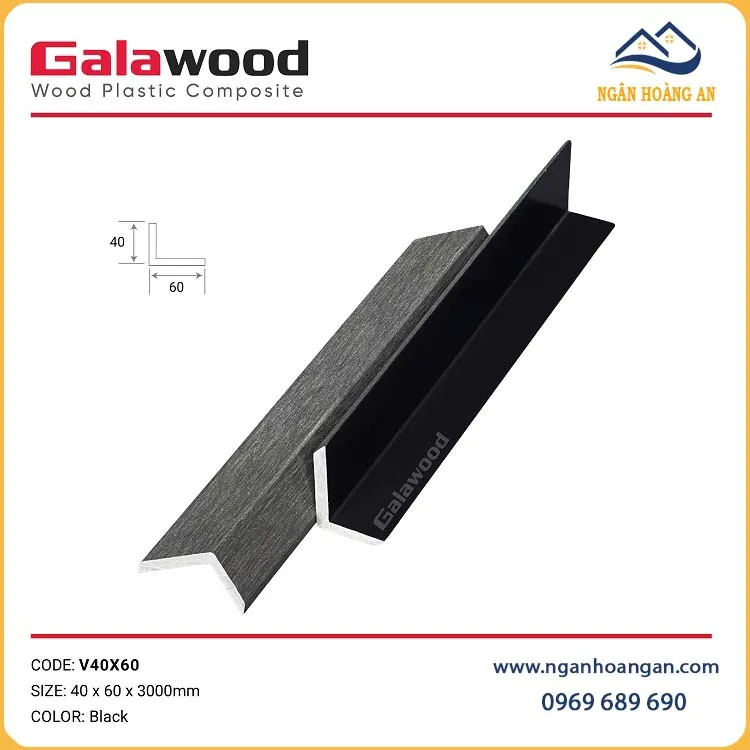 Nẹp Chữ V Gỗ Nhựa Ngoài Trời Galawood V40X60