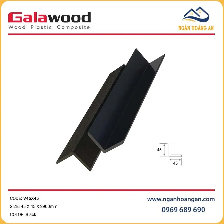 Nẹp Chữ V Gỗ Nhựa Ngoài Trời Galawood V45X45 