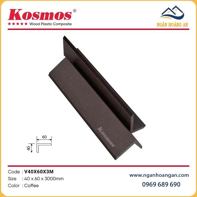 Nẹp Góc V Gỗ Nhựa Ngoài Trời Kosmos V40X60X3M