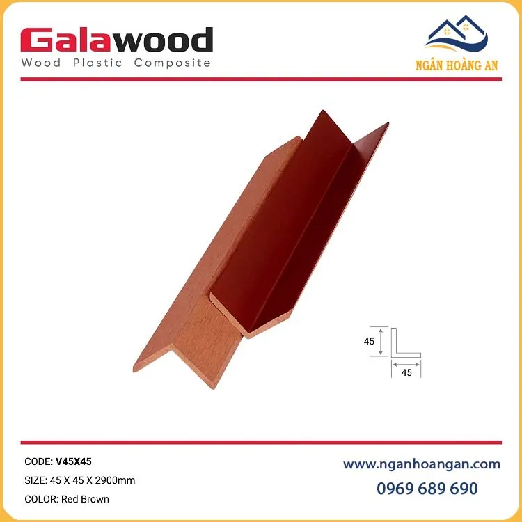 Nẹp Chữ V Gỗ Nhựa Ngoài Trời Galawood V45X45 
