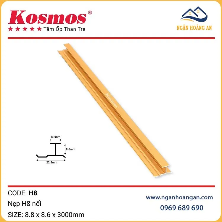 Phụ Kiện Nẹp Nhôm Tấm Ốp Than Tre Kosmos Màu Vàng 8mm