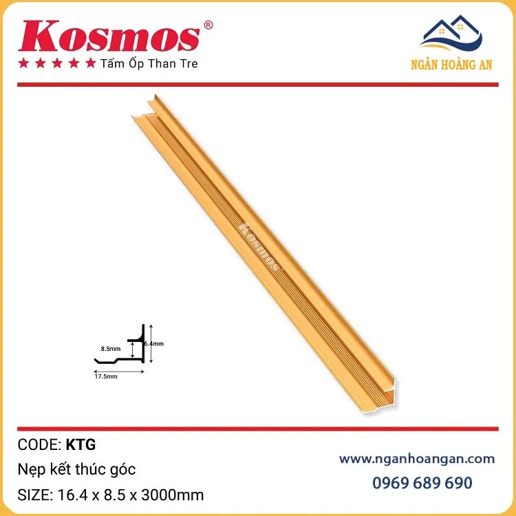 Phụ Kiện Nẹp Nhôm Tấm Ốp Than Tre Kosmos Màu Vàng 8mm