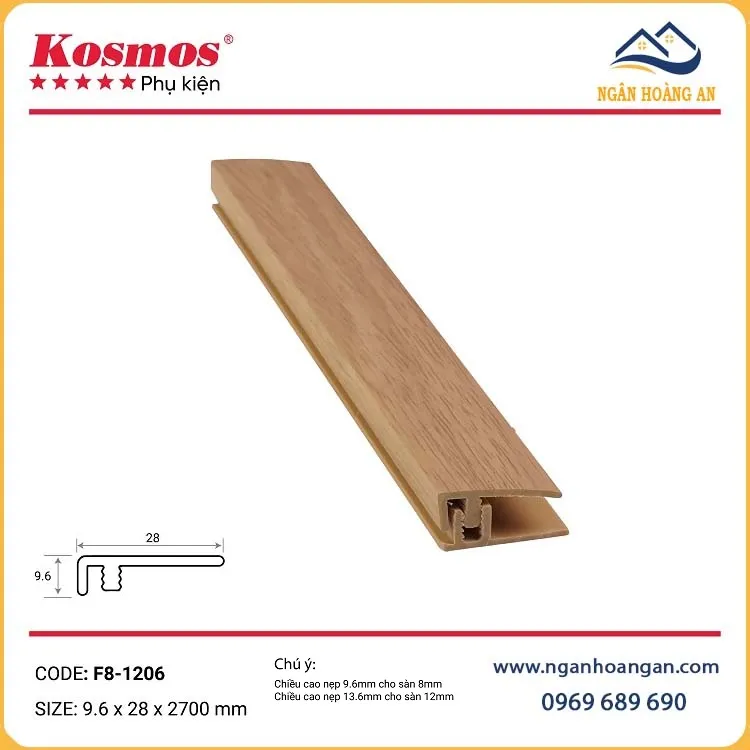 Nẹp Nhựa F Kết Thúc Sàn Gỗ Kosmos 8mm 12mm