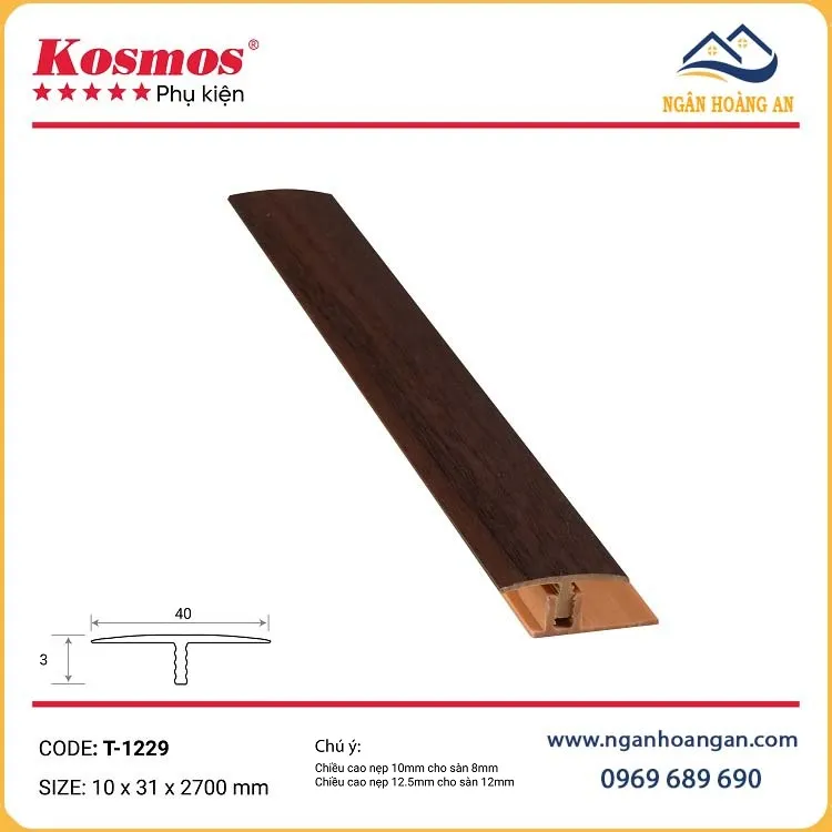 Nẹp Nhựa Chữ T Nối Sàn Gỗ Sàn Nhựa Kosmos