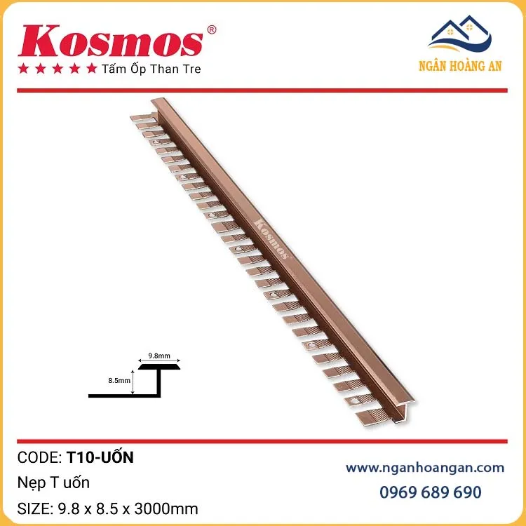 Phụ Kiện Nẹp Nhôm Tấm Ốp Than Tre Kosmos Màu Sâm Panh 8mm