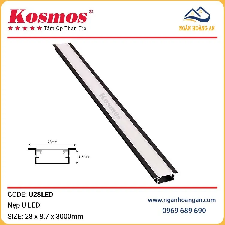 Phụ Kiện Nẹp Nhôm Tấm Ốp Than Tre Kosmos Màu Đen 8mm