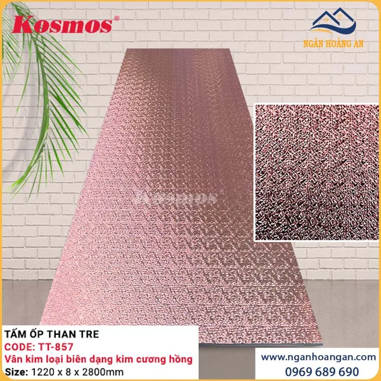 Tấm Ốp Than Tre Kosmos Kim Loại Biên Dạng Kim Cương Hồng TT-857