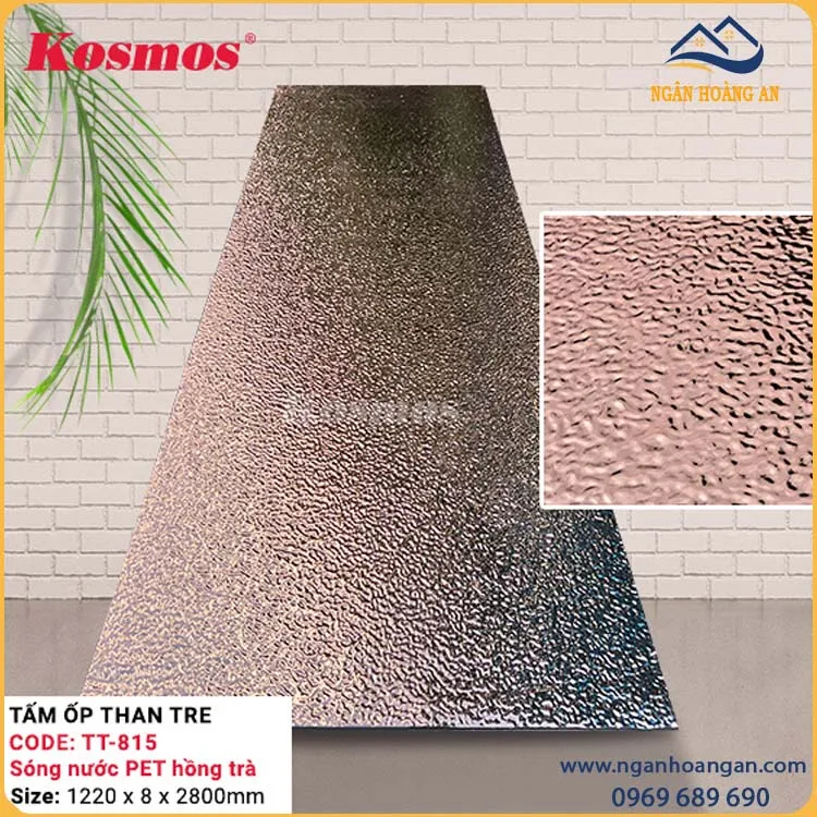 Ốp Tường Than Tre Sóng Nước PET Hồng Trà Kosmos TT-815