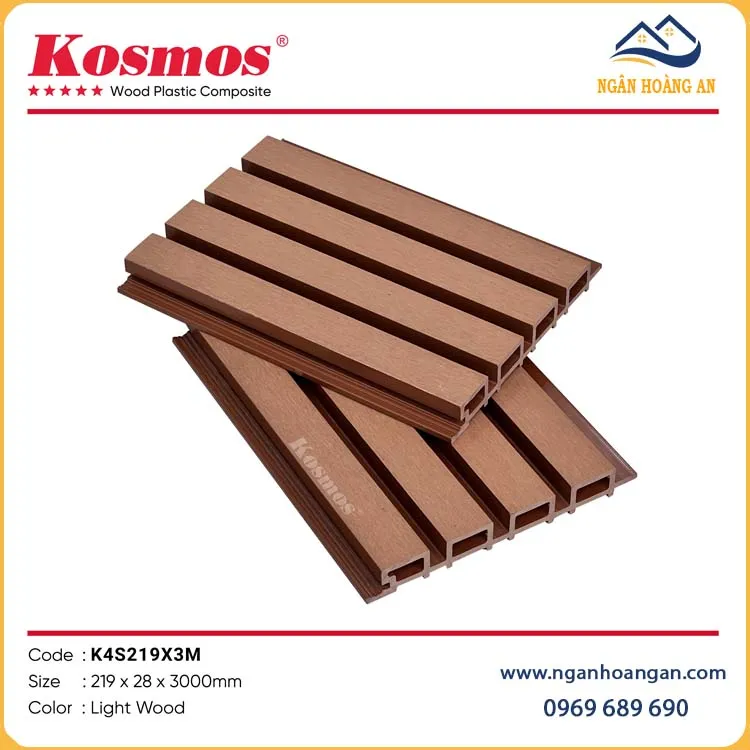 Ốp Tường Ốp Trần Lam Sóng Gỗ Nhựa Ngoài Trời Kosmos K4S219