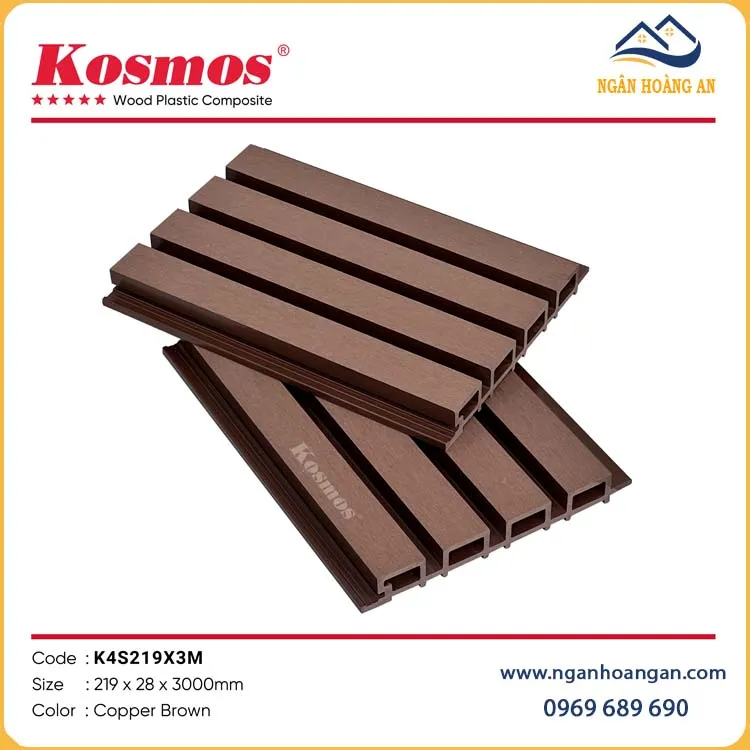 Ốp Tường Ốp Trần Lam Sóng Gỗ Nhựa Ngoài Trời Kosmos K4S219