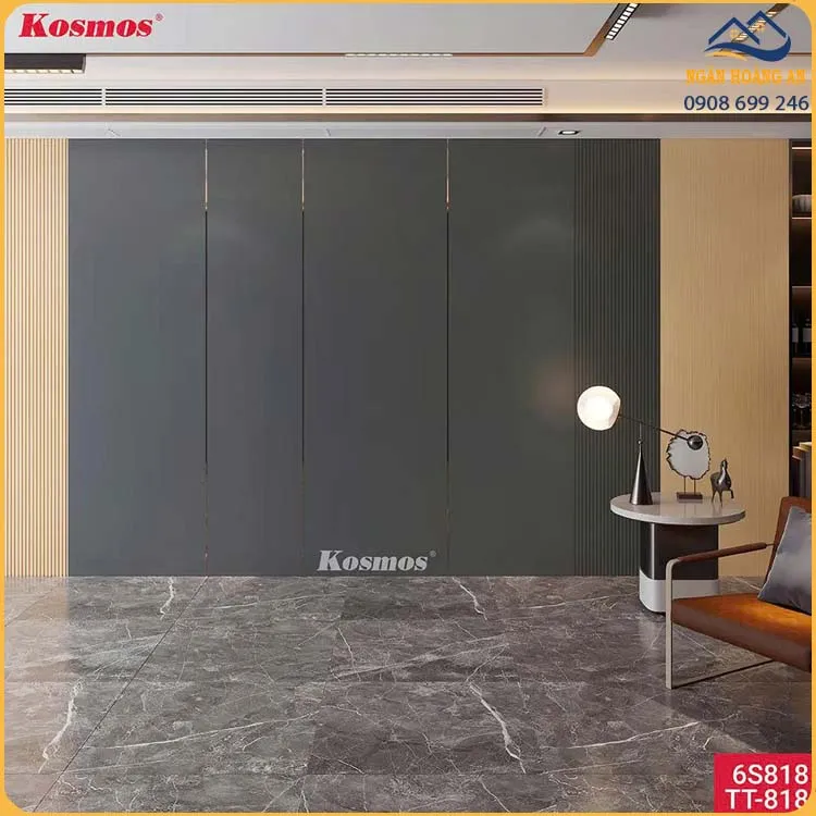 Tấm Ốp Lam Sóng Than Tre Đơn Sắc Xám Kosmos 6S818