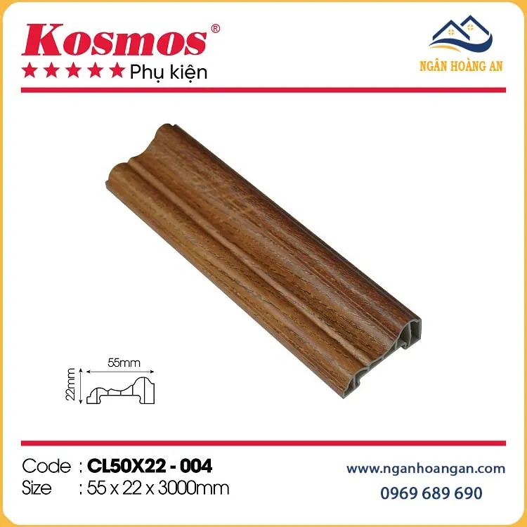 Phào Chỉ Lệch Trang Trí Nhựa Giả Gỗ Kosmos VC70X30 