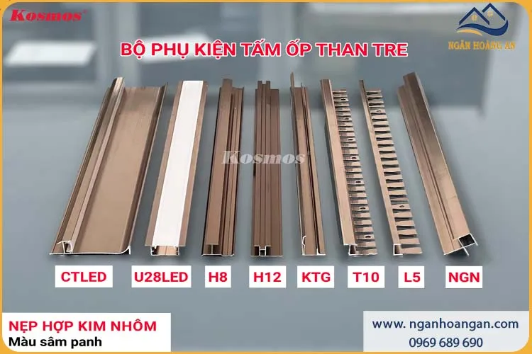 Nẹp Chân Tường LED Tấm Ốp Than Tre Kosmos CTLED Sâm Panh