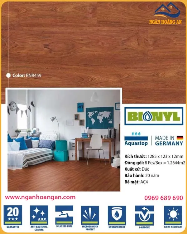 Sàn Gỗ Công Nghiệp Binyl Đức BN8459 Dày 12mm