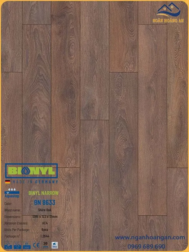 Sàn Gỗ Công Nghiệp Binyl Đức BN8633 Dày 12mm