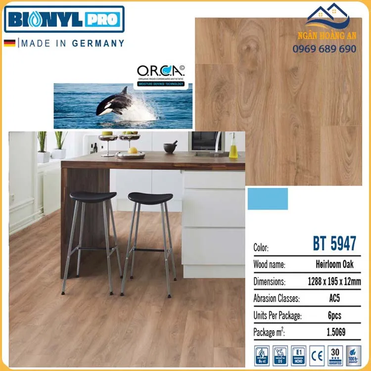 Sàn Gỗ Công Nghiệp Binyl Đức Cốt Đen BT5947 Dày 12mm