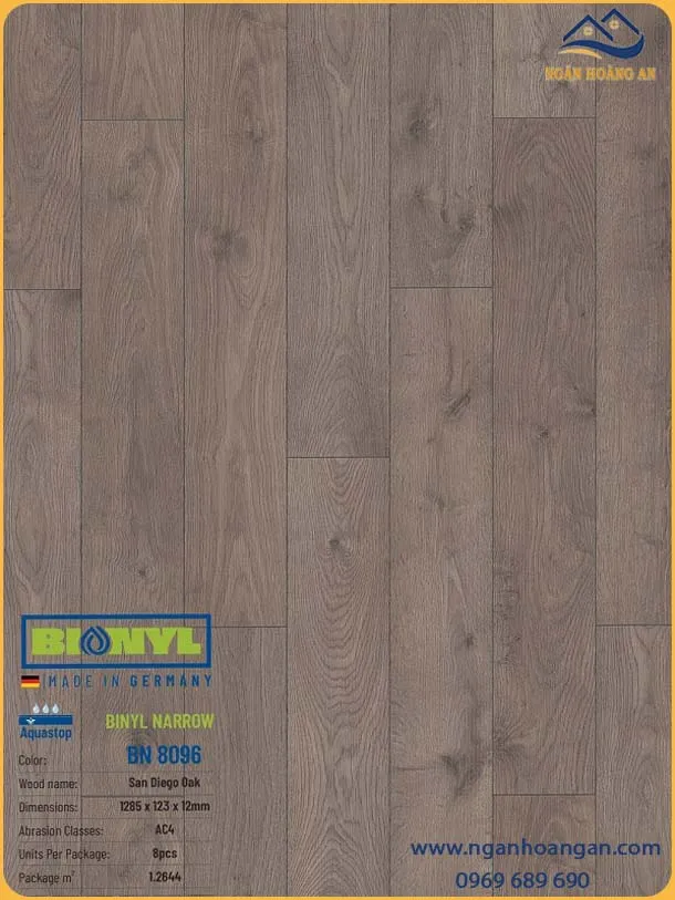 Sàn Gỗ Công Nghiệp Binyl Đức TL8096 Dày 8mm