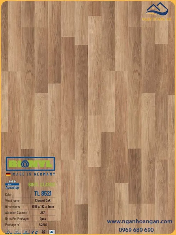 Sàn Gỗ Công Nghiệp Binyl Đức TL8521 Dày 8mm