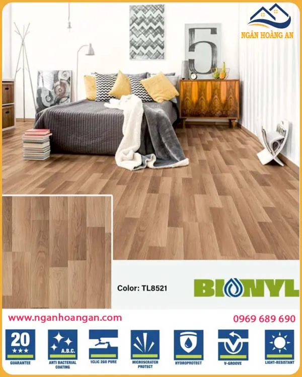 Sàn Gỗ Công Nghiệp Binyl Đức TL8521 Dày 8mm