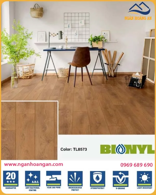 Sàn Gỗ Công Nghiệp Binyl Đức TL8573 Dày 8mm