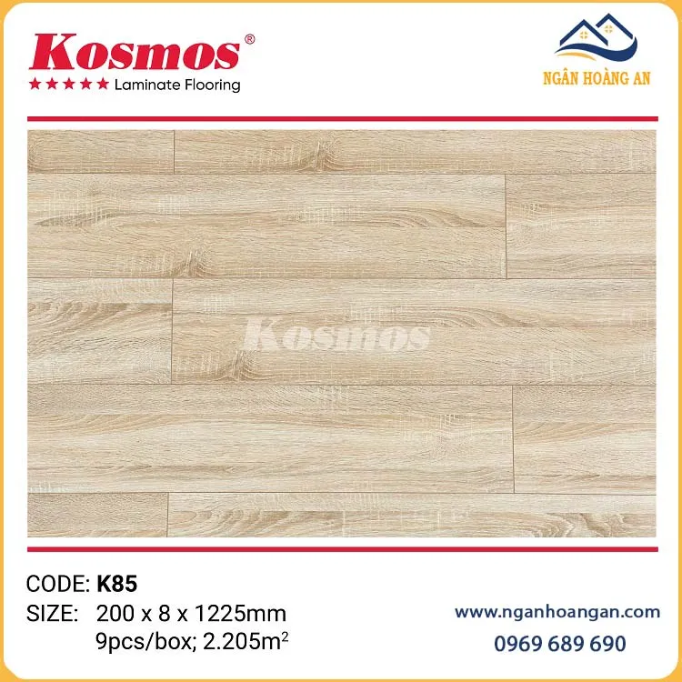 Sàn Gỗ Công Nghiệp Cốt Xanh Kosmos K85 Dày 8mm