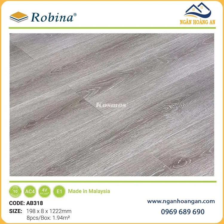 Sàn Gỗ Công Nghiệp Malaysia Robina AB318 8mm