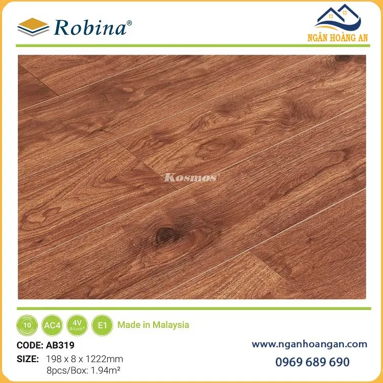 Sàn Gỗ Công Nghiệp Malaysia Robina AB319 8mm