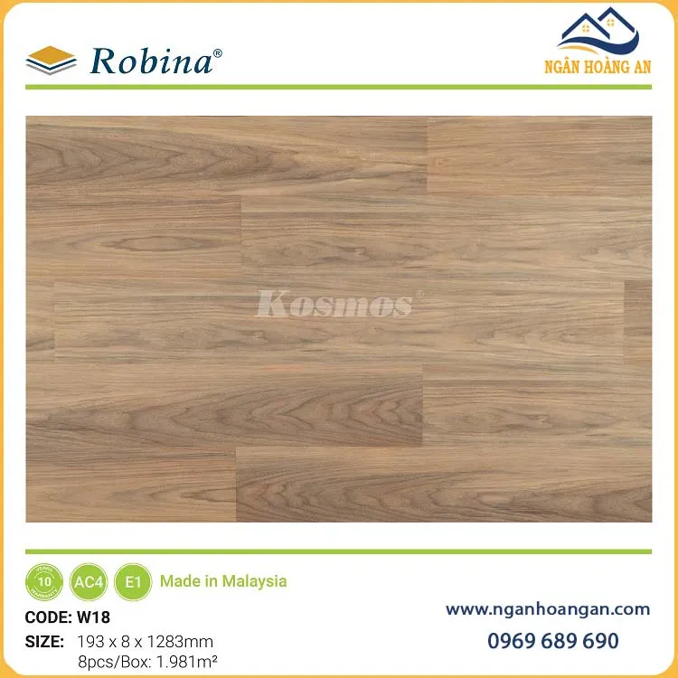 Sàn Gỗ Công Nghiệp Malaysia Robina W18 8mm