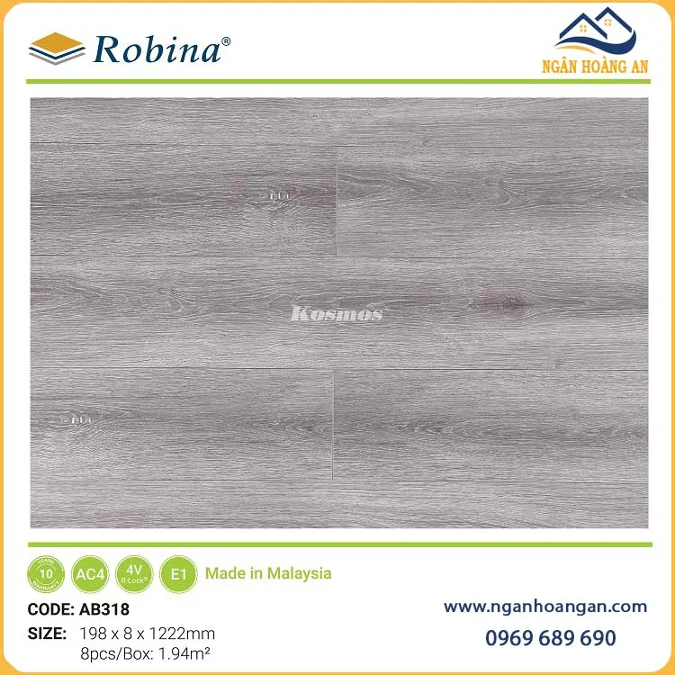 Sàn Gỗ Công Nghiệp Malaysia Robina AB318 8mm