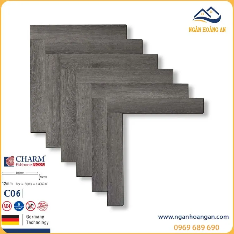 Sàn Gỗ Công Nghiệp Xương Cá Charmwood C06 12mm