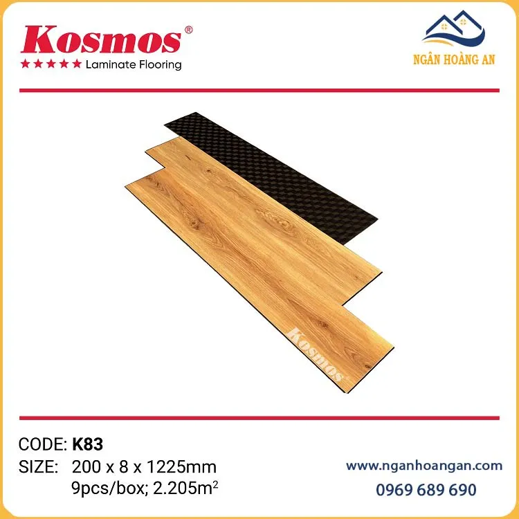 Sàn Gỗ Kosmos K83 Cốt Xanh Có Đế Cao Su 8mm