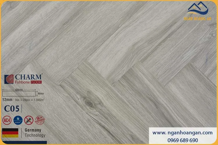 Sàn Gỗ Lát Xương Cá Charmwood C05 Dày 12mm