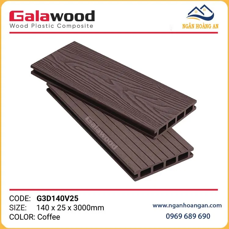 Sàn Sân Thượng Gỗ Nhựa Ngoài Trời Galawood G3D140V25