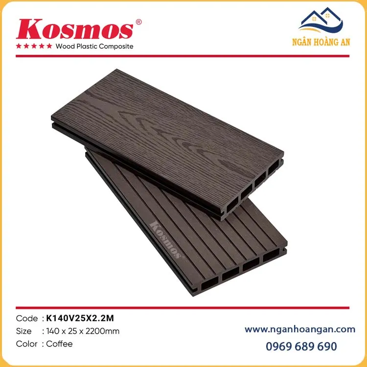 Sàn Sân Vườn Gỗ Nhựa Ngoài Trời Kosmos K140V25 Lỗ Vuông