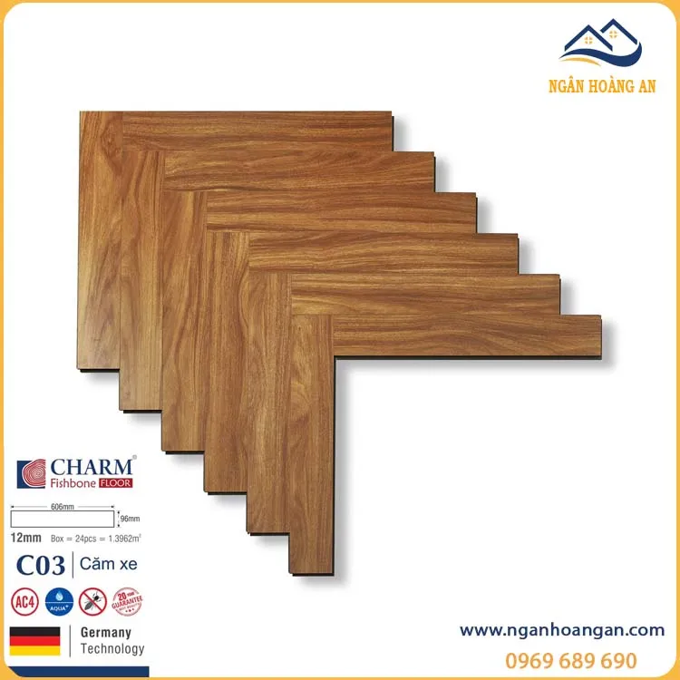 Sàn Gỗ Xương Cá Cao Cấp Charmwood C03 12mm