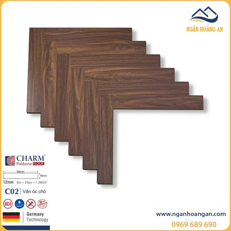 Sàn Gỗ Xương Cá Charmwood C02 12mm
