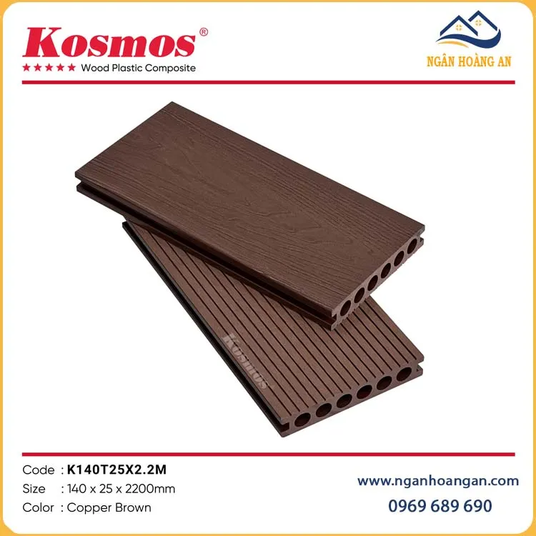 Tấm Ốp Sàn Lỗ Tròn Gỗ Nhựa Ngoài Trời Kosmos K140T25