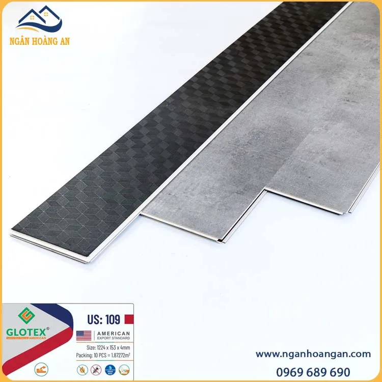 Sàn Nhựa Giả Bê Tông Hèm Khoá Glotex US109 Đế Cao Su