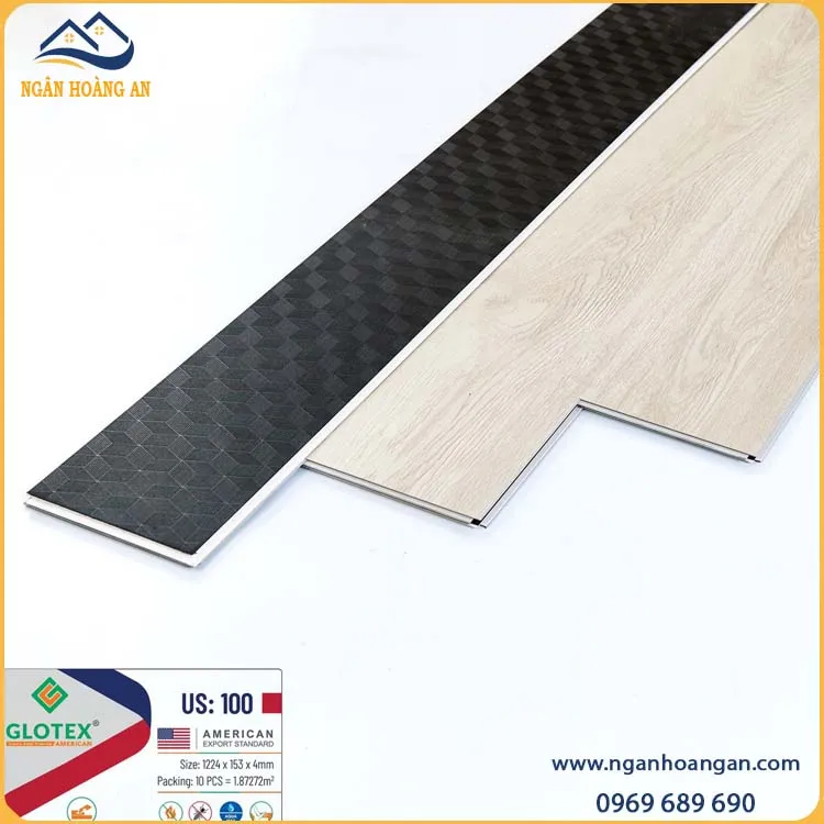 Sàn Nhựa Giả Gỗ Hèm Khóa Glotex US100 Đế Cao Su 4mm