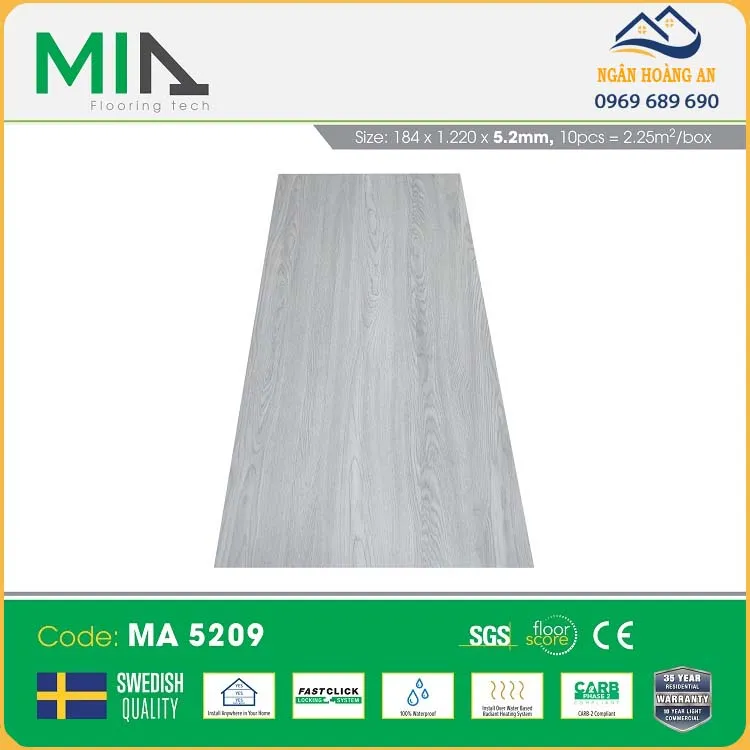 Sàn Nhựa Giả Gỗ Hèm Khóa MIA MA 5209 Dày 5.2mm